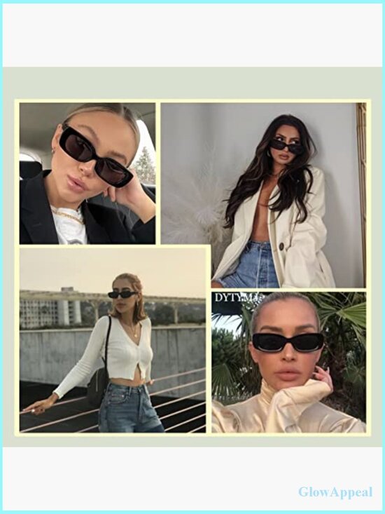 Trendy Y2K Retro Rectangle Sunglasses UV Protection Square Frame - Picture 2 of 7